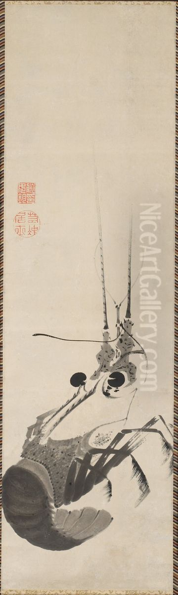 Spiny Lobster Oil Painting by Ito Jakuchu