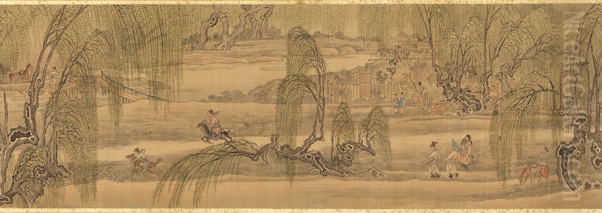 Horseback Riding at West Lake Oil Painting by Maruyama Okyo