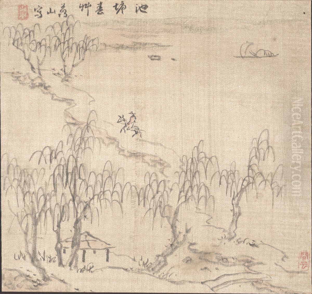 Spring Landscape Oil Painting by Taniguchi Aizan