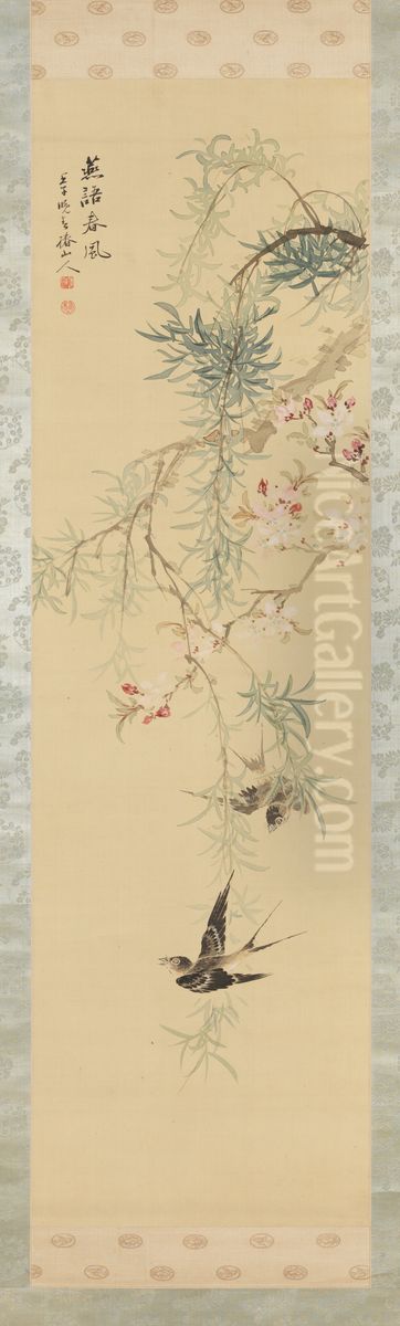 Swallow's Song in Spring Breeze Oil Painting by Tsubaki Chinzan