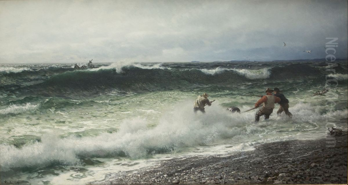 Brenning Oil Painting by Hans Gude