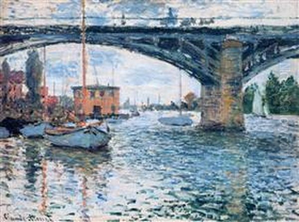 Flusslandschaft mit Brucke Oil Painting by Claude Oscar Monet