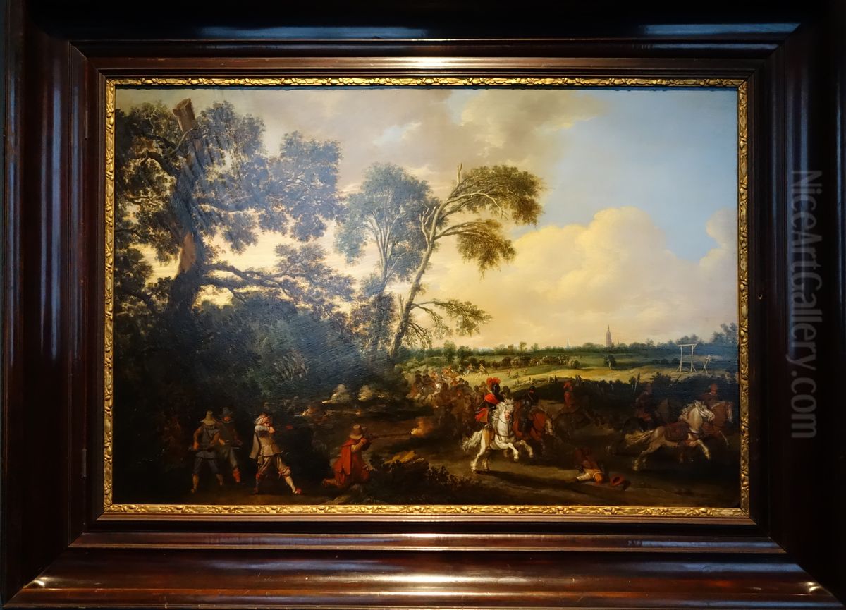 Fighting Horsemen Oil Painting by Esaias Van De Velde