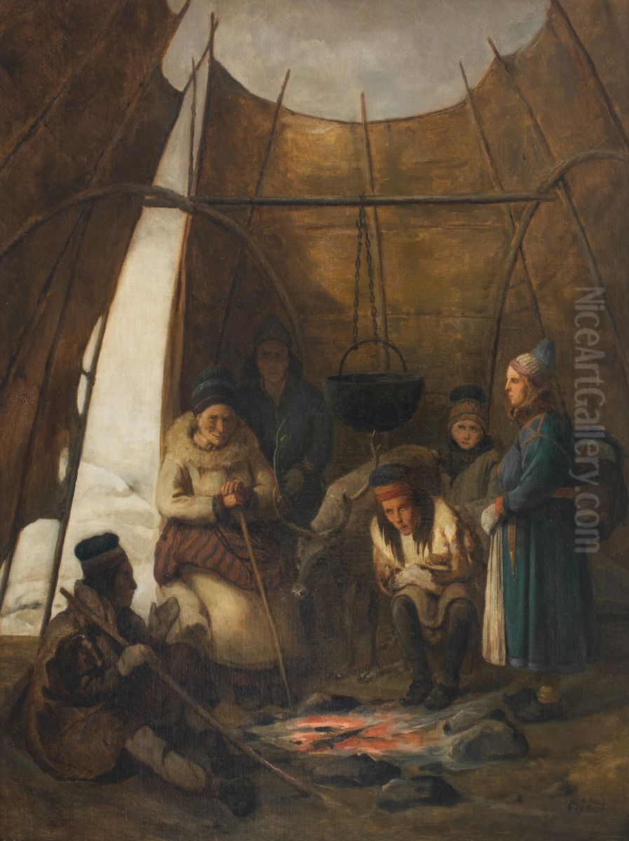 Sami Camp Oil Painting by Francois-Auguste Biard