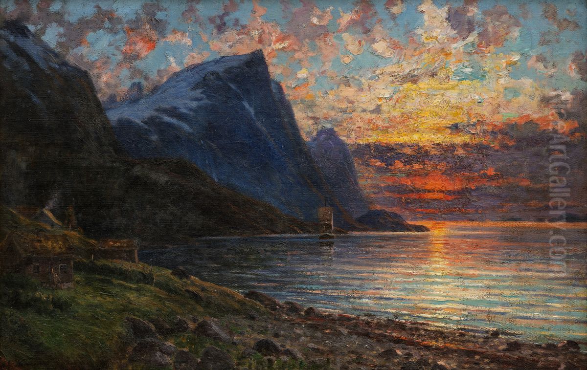 Kystlandskap og fjell Oil Painting by Adelsteen Normann