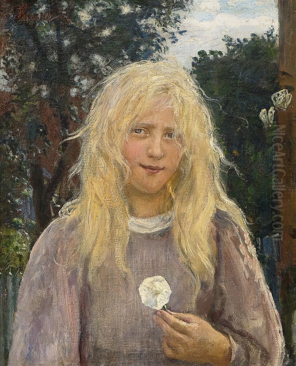 The Girl with linen Hair Oil Painting by Hans Heyerdahl
