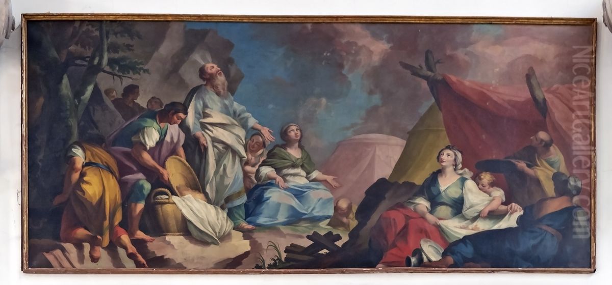 The fall of the manna Oil Painting by unknown