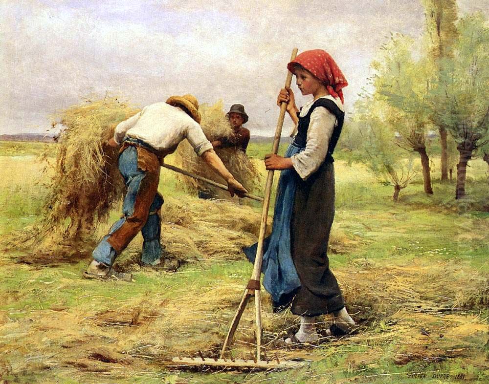 Harvesters / The Harvesting of the Hay Oil Painting by Julien Dupre