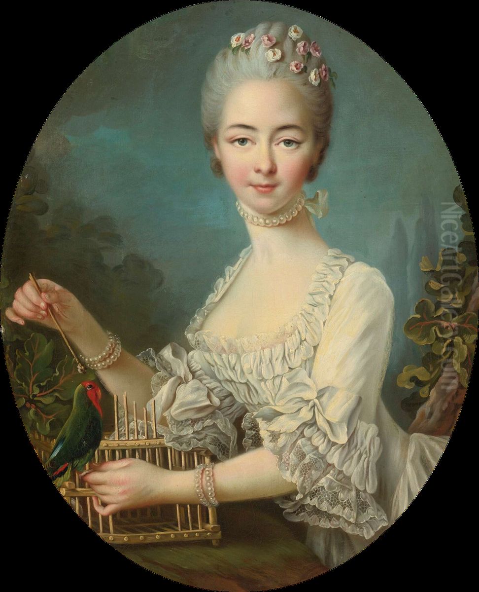 Portrait of a Lady, said to be Mademoiselle de Forges Oil Painting by Francois-Hubert Drouais