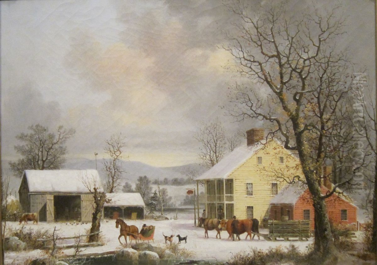 Winter in the Country (1857) Oil Painting by George Henry Durrie