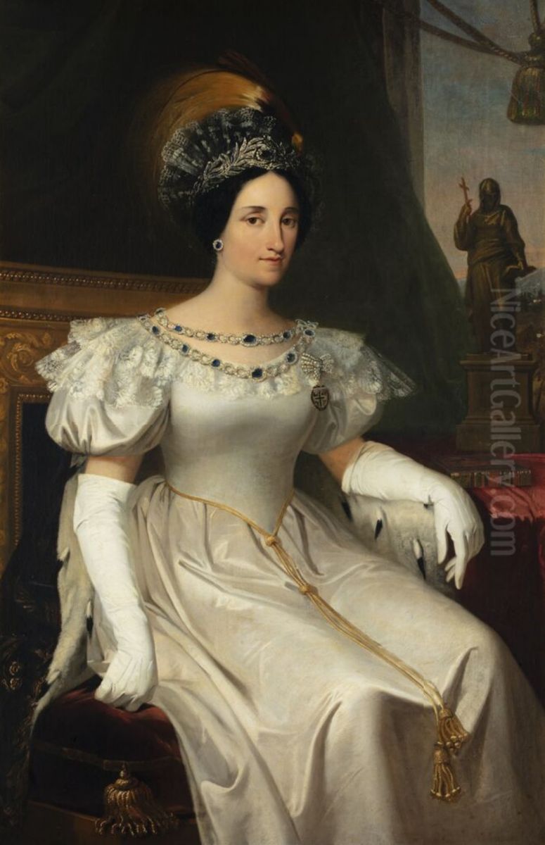 Maria Beatrice Vittoria di Savoia}} (1792-1840) Oil Painting by Adeodato Malatesta or Malatesti