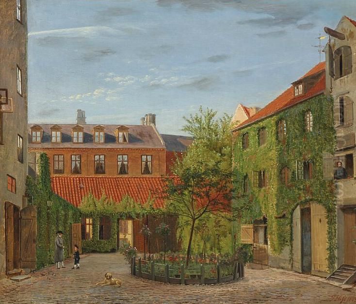 Garden in Skindergade 26 in Copenhagen, Denmark Oil Painting by Thorvald Niss