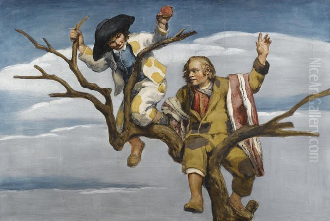 Scrumping Apples Oil Painting by Josep Maria Sert