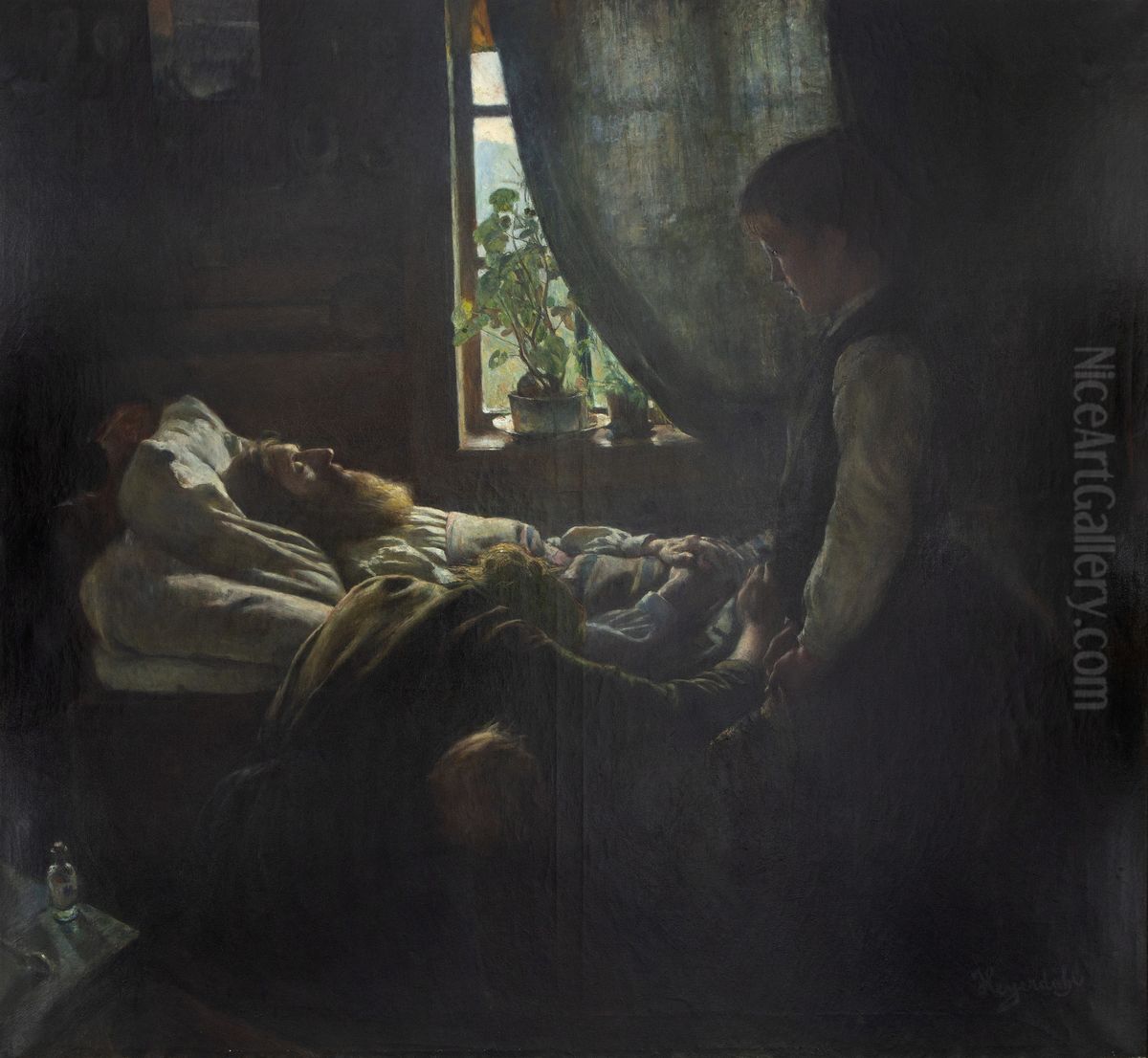 Arbeiderens dodsleie Oil Painting by Hans Heyerdahl