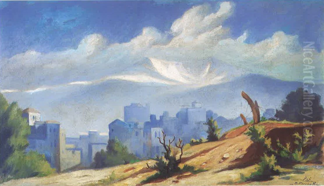 byrwt wjbl snyn mn tlat alkhyaat. Oil Painting by Moustafa Farroukh