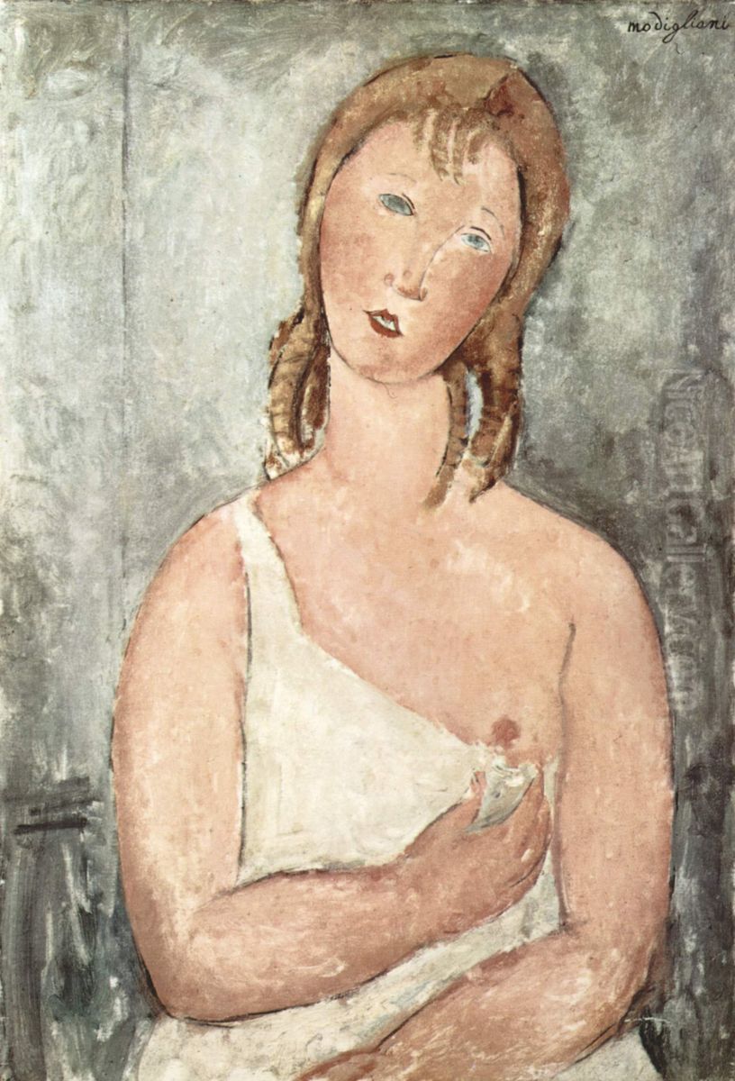Madchen (Giovana Rossa ?) im Hemd Oil Painting by Amedeo Modigliani