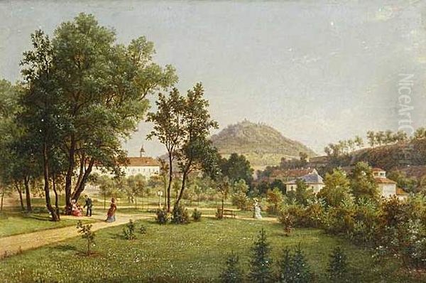Blick auf die Burg Daubersberg auf dem Teplitzer Schlossberg Oil Painting by Ernst Gustav Doerell