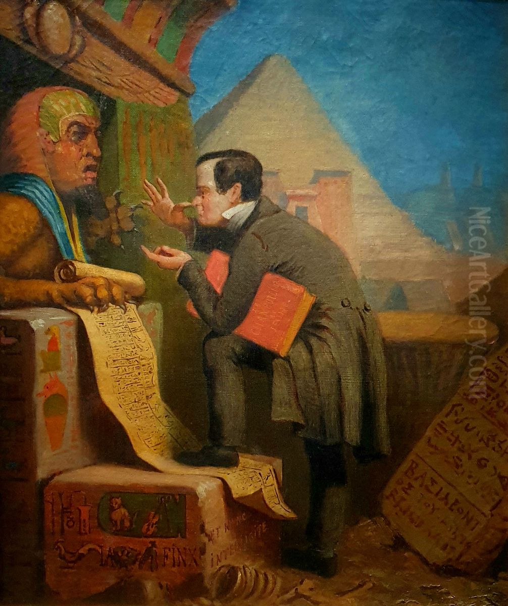 Francois Chabas et le Sphinx Oil Painting by Jules Chevrier