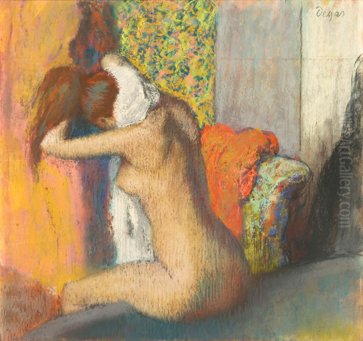 Nach dem Bade Oil Painting by Edgar Degas