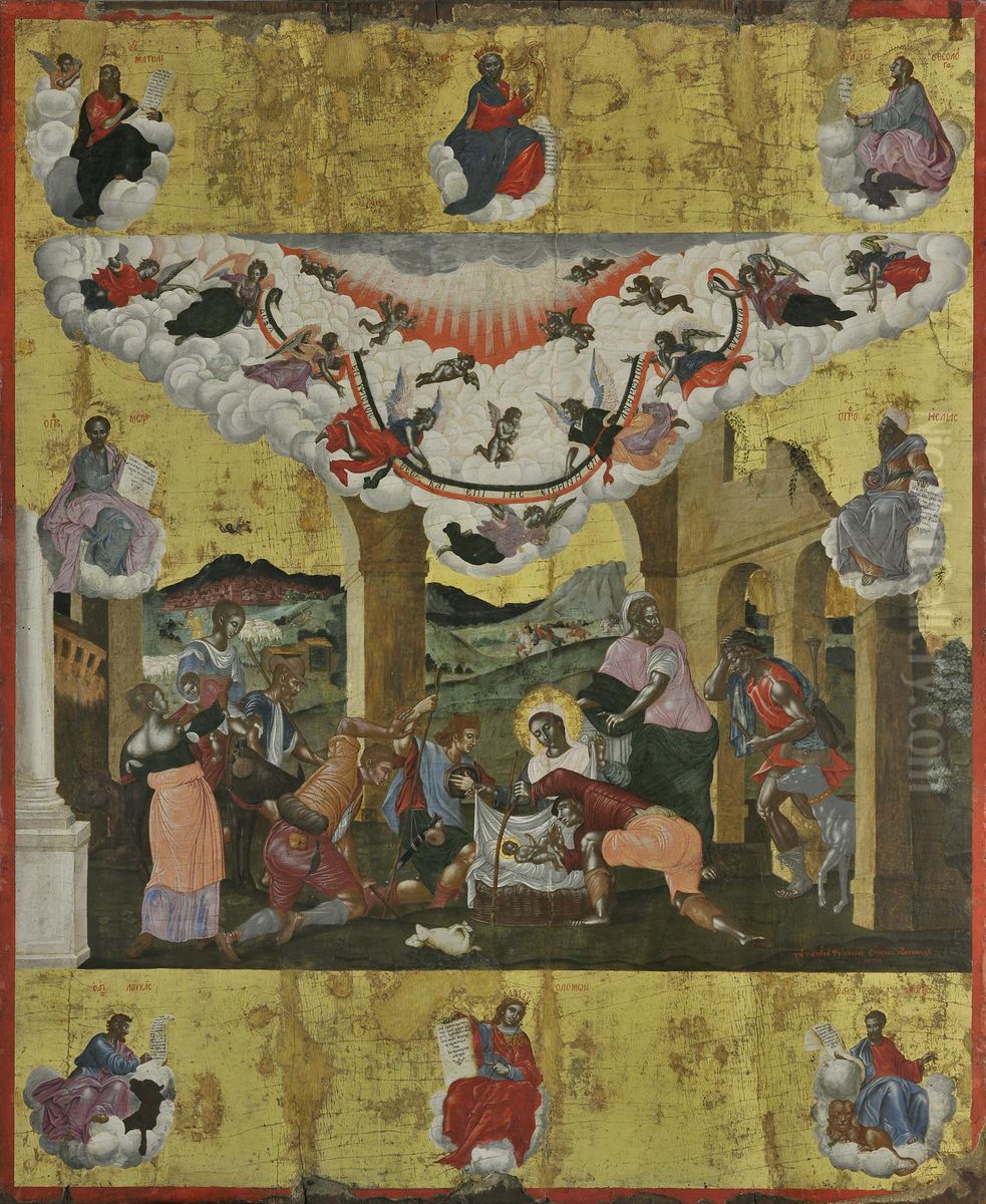 Adoration of the Shepherds (Tzangarolas) Oil Painting by Stephanos Tzangarolas