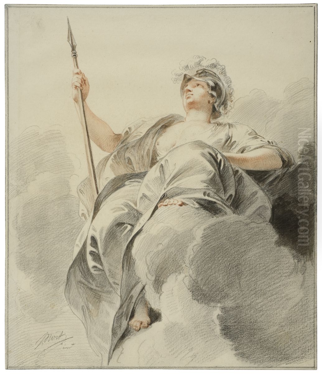 Minerva sittande pa ett moln Oil Painting by Jacob de Wit
