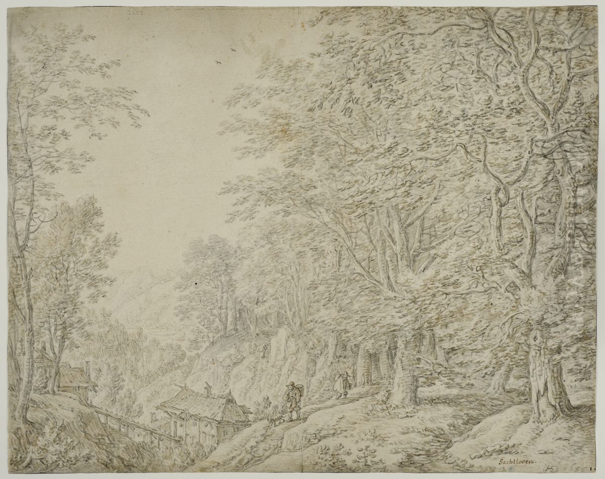 Landskap med trad och figurer Oil Painting by Herman Saftleven