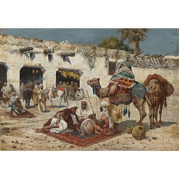 Caravan At Rest Oil Painting by Giuseppe Gabani