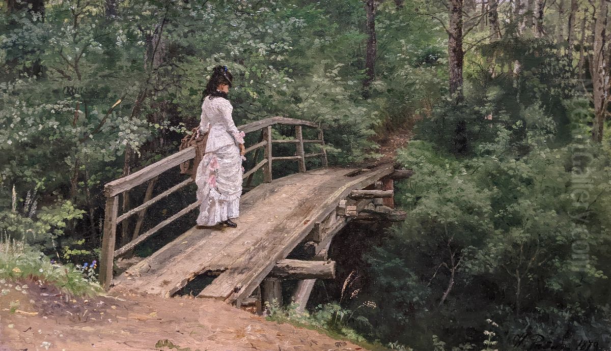 Vera Repine se promenant au parc d'Abramtsevo Oil Painting by Repin Iliya