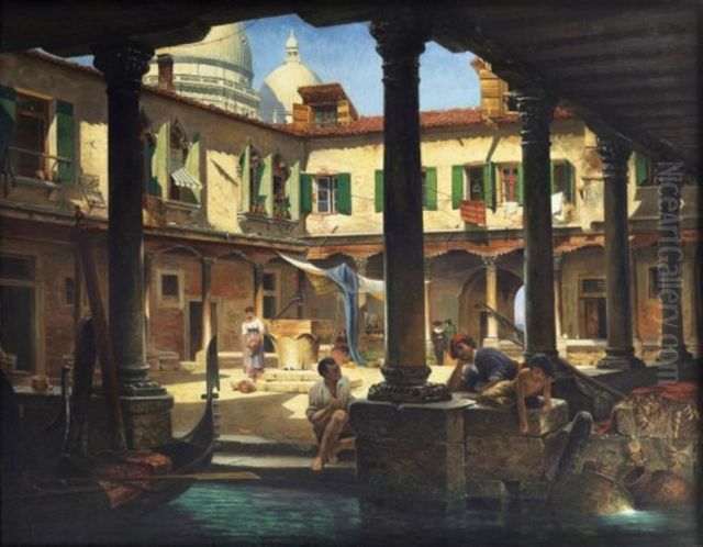 Courtyard of San Gregorio Oil Painting by Antonietta Brandeis