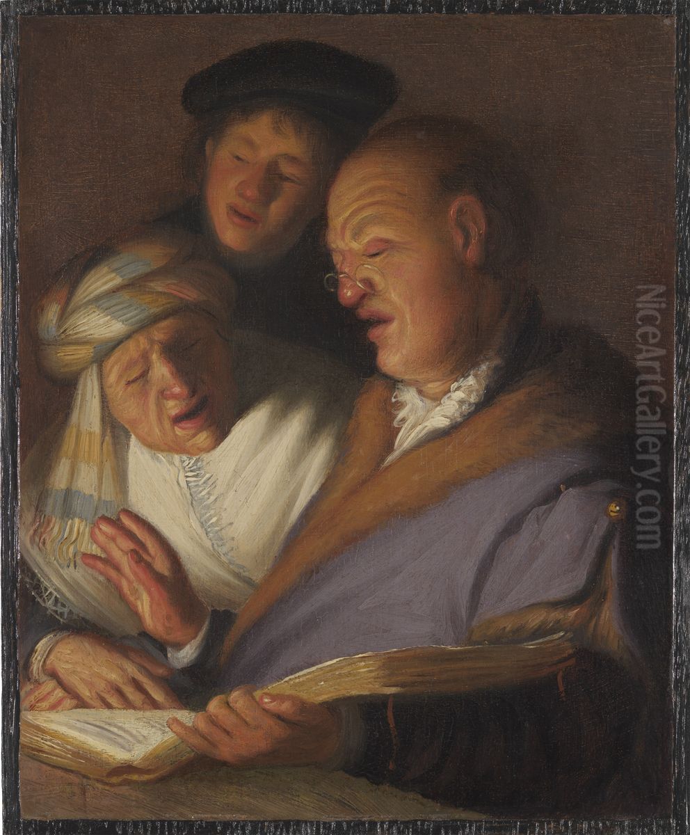 Three Musicians (Allegory of Hearing) Oil Painting by Rembrandt