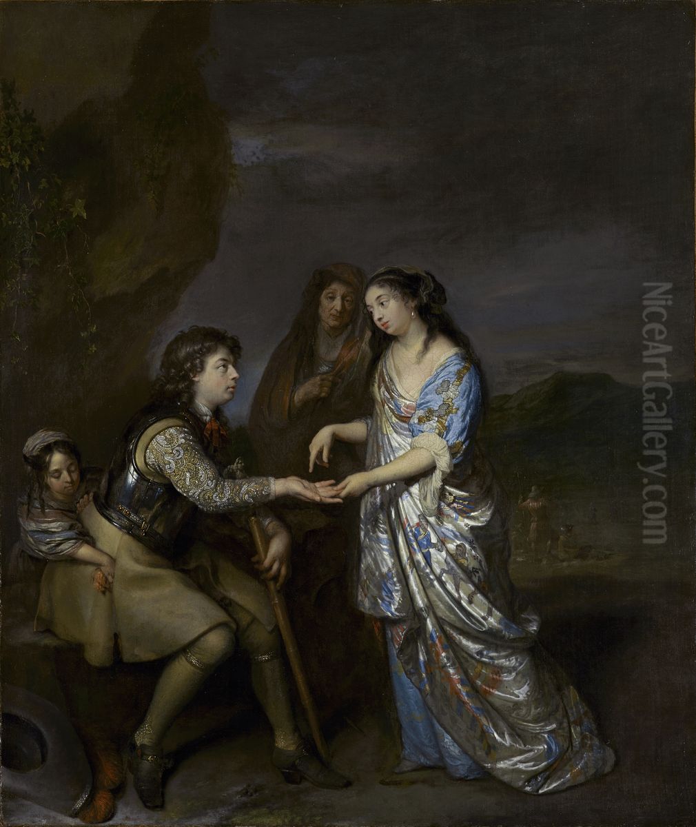 Fortune Teller Oil Painting by Caspar Netscher