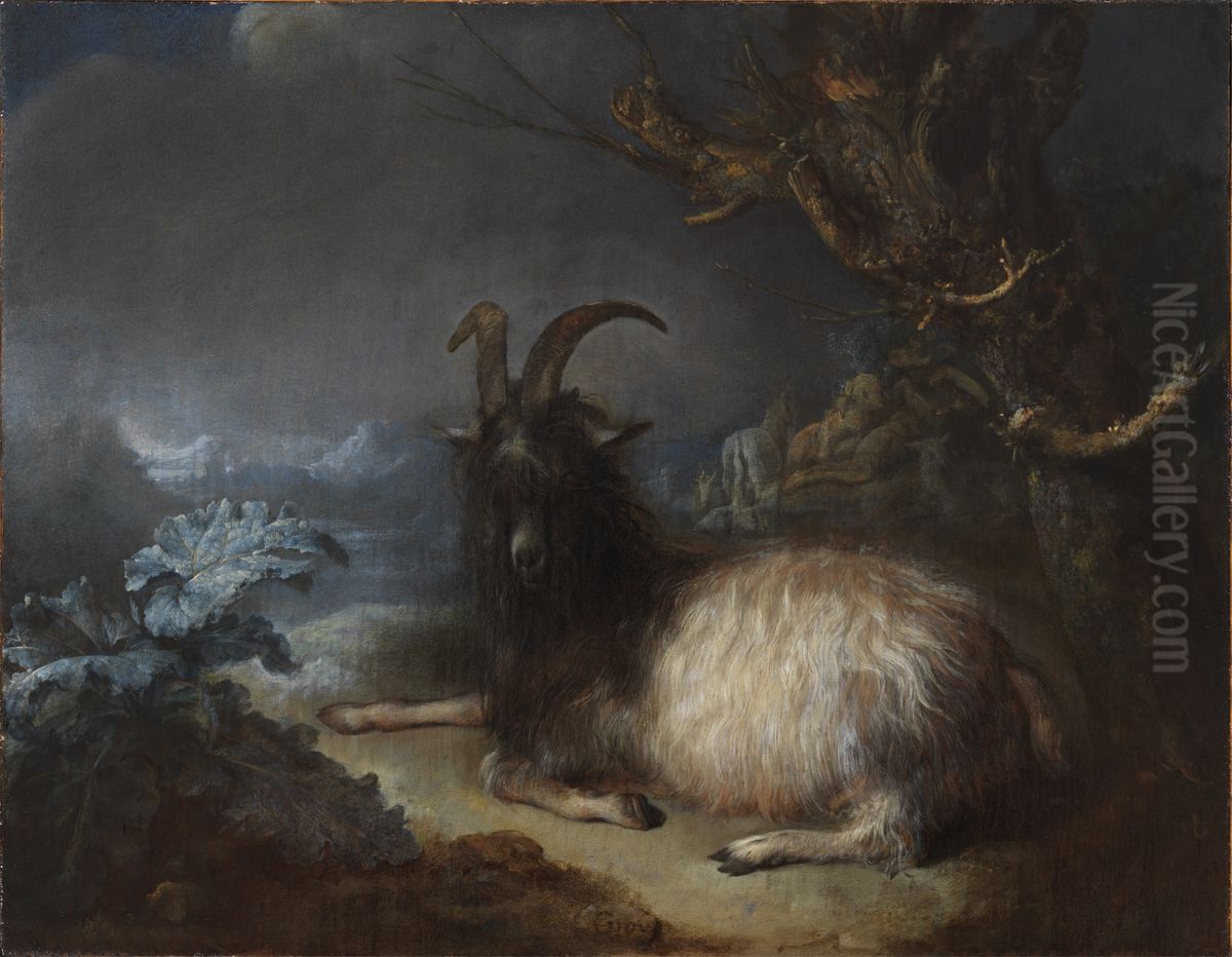 Goat in a Landscape Oil Painting by Gerrit Dou
