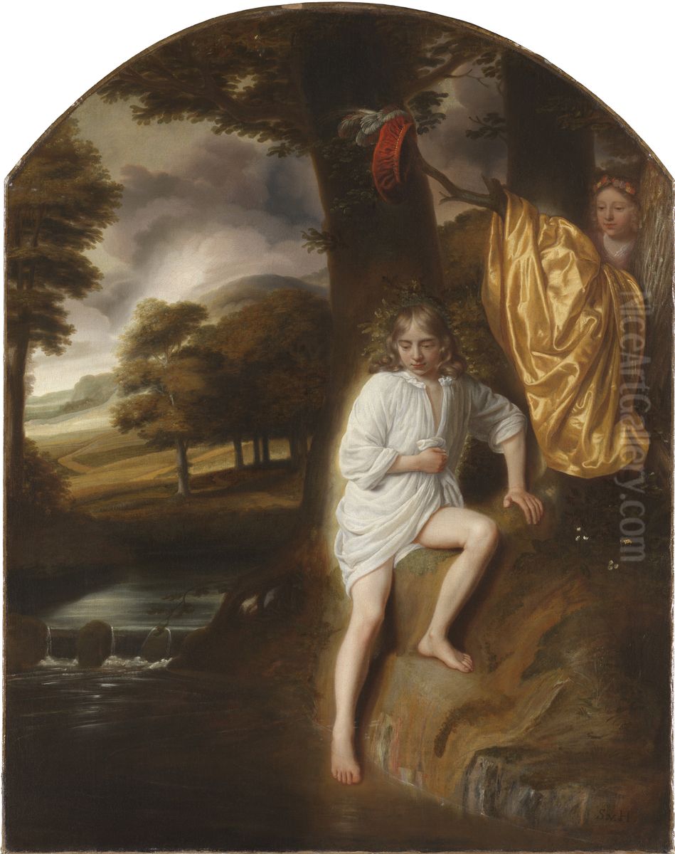 Salmacis and Hermaphroditus Oil Painting by Samuel Van Hoogstraten