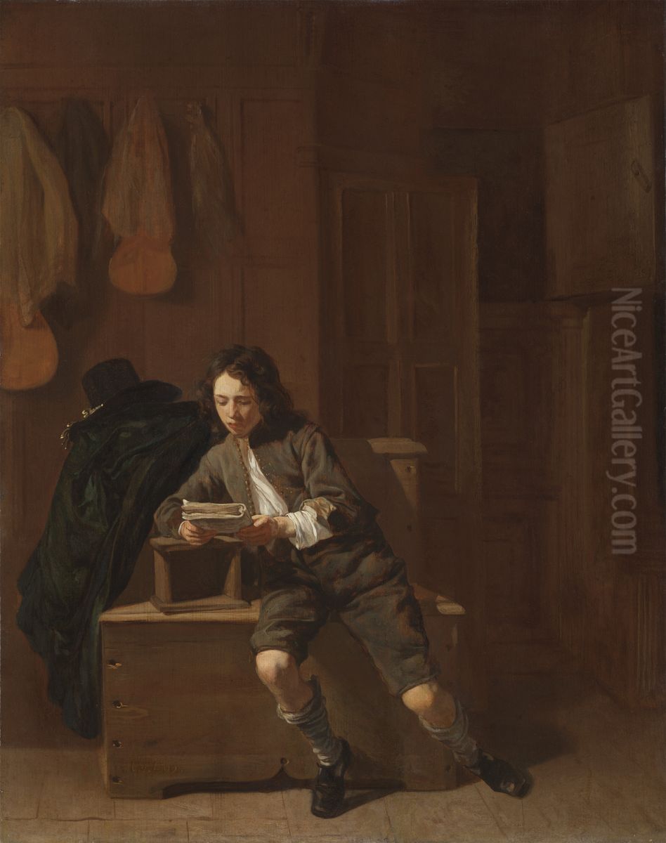 Young Man Reading Oil Painting by Jacob van Loo