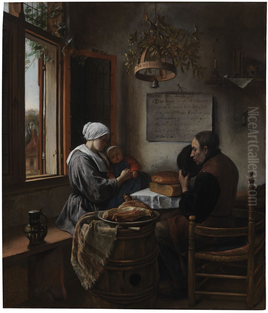 Prayer Before the Meal Oil Painting by Jan Steen