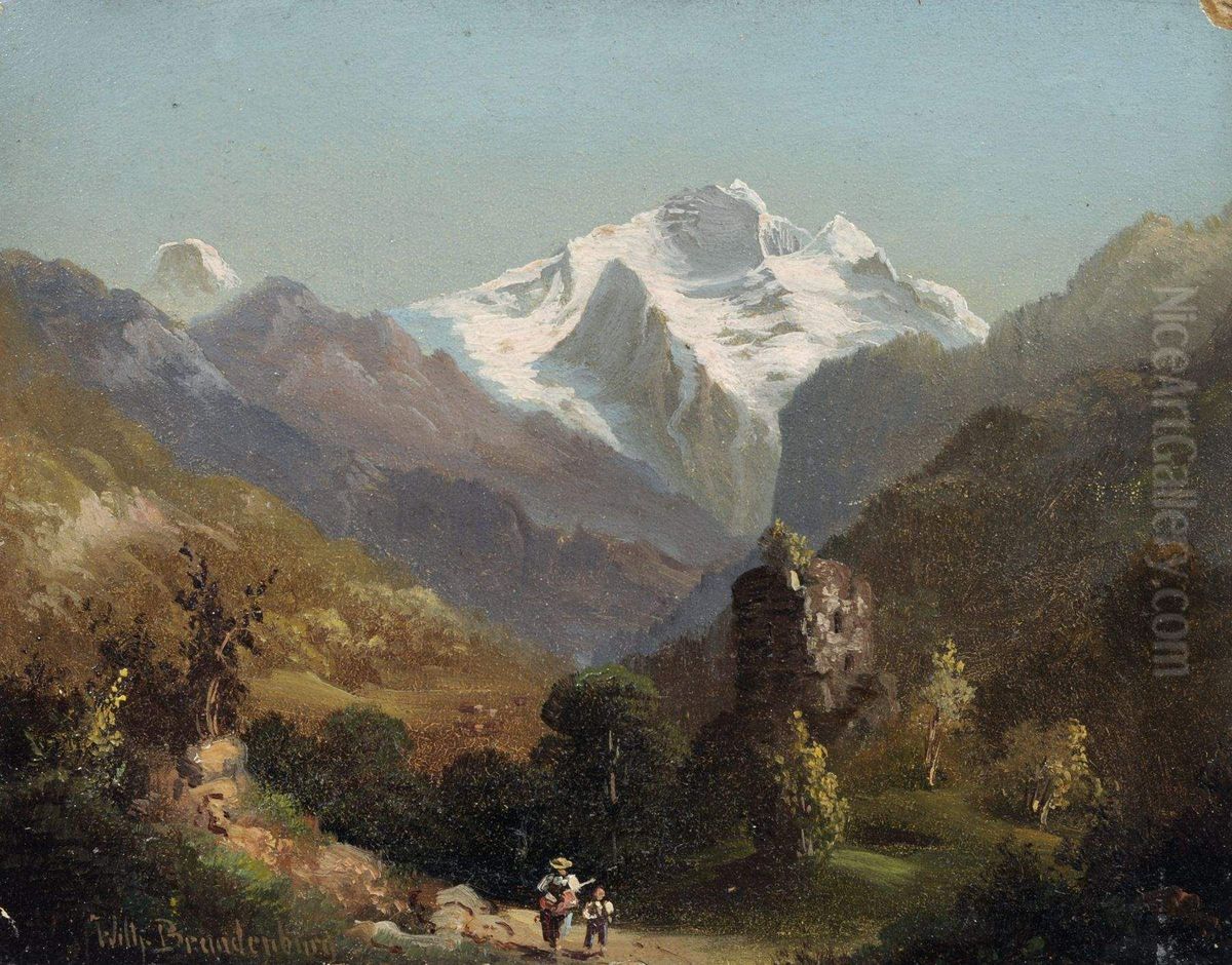 Mountain panorama Oil Painting by Wilhelm Brandenburg