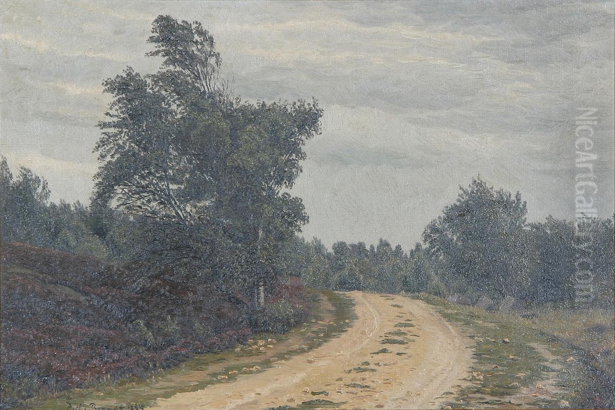 A road near Hammershus on Bornholm. Oil Painting by Johannes Herman Brandt