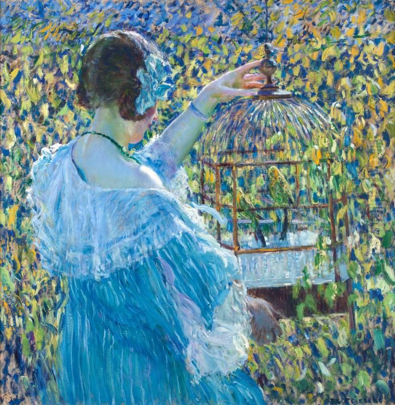 The Bird Cage Oil Painting by Frederick Carl Frieseke
