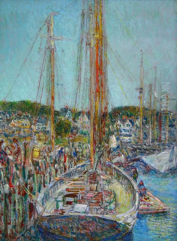 Boat Landing, Gloucester Oil Painting by Childe Hassam