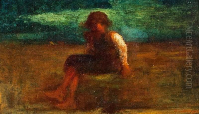 Boy in a Field Oil Painting by Robert Loftin Newman