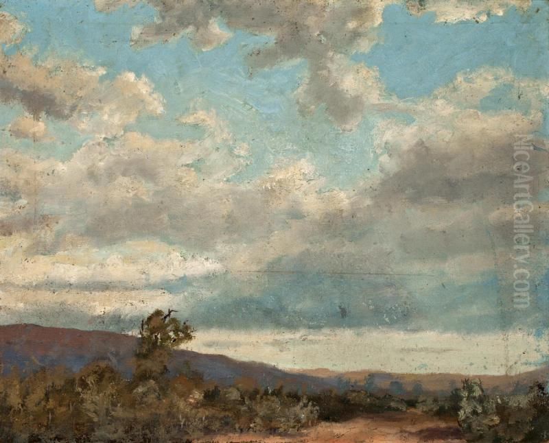 Distant Hills (Clouds over Black Mountain) Oil Painting by Solon Borglum