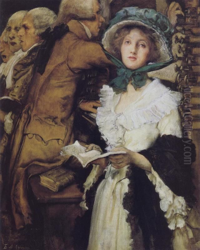 In the Choir (Organist at the Gloucester Cathedral) Oil Painting by Edwin Austin Abbey