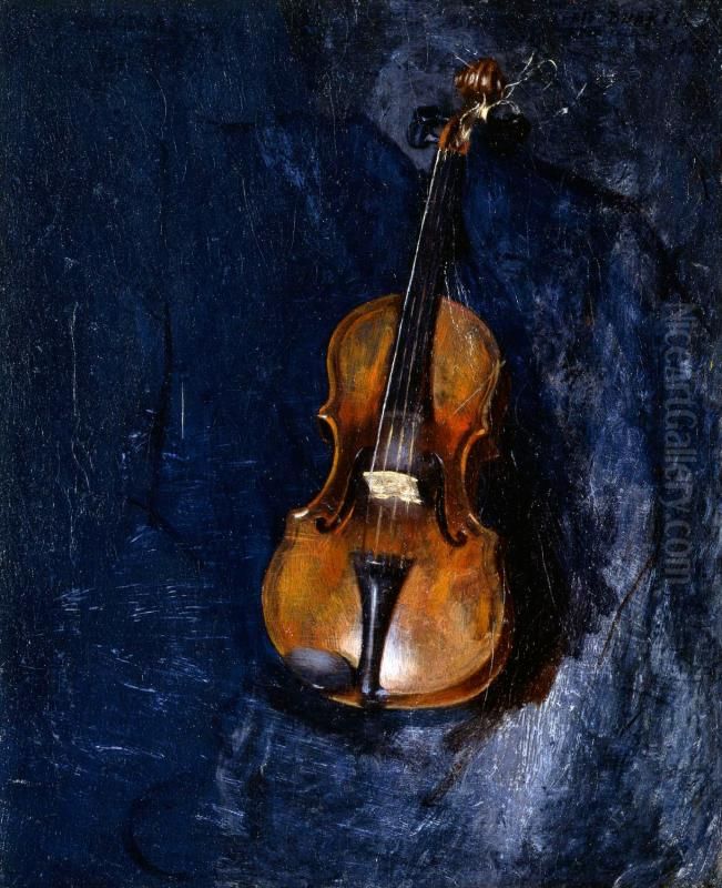 Loeffler's Violin Oil Painting by Dennis Miller Bunker