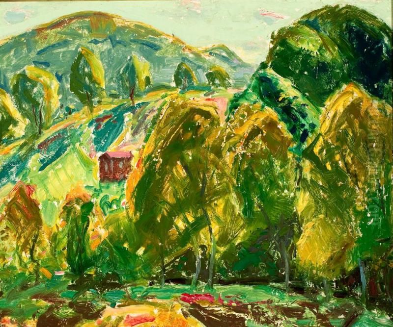 Marlboro Landscape (House in Hills) Oil Painting by Alfred Maurer