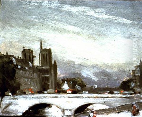 Notre Dame and the Seine Oil Painting by Robert Henri