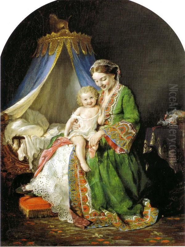 This Little Pig Went to Market Oil Painting by Lilly Martin Spencer