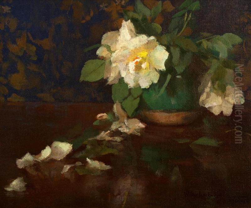 White Roses #63 Oil Painting by Wilton Lockwood
