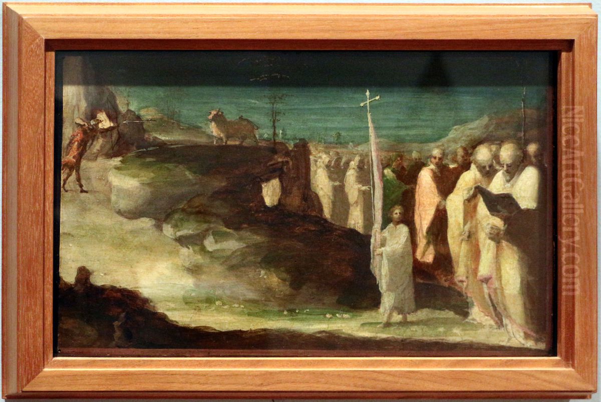 miracolo di san michele al gargano Oil Painting by Domenico Beccafumi