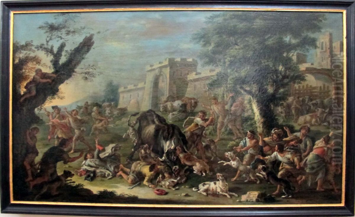 cattura del toro Oil Painting by Domenico Brandi