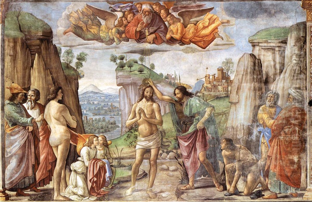 Baptism of Christ Oil Painting by Ghirlandaio Domenico